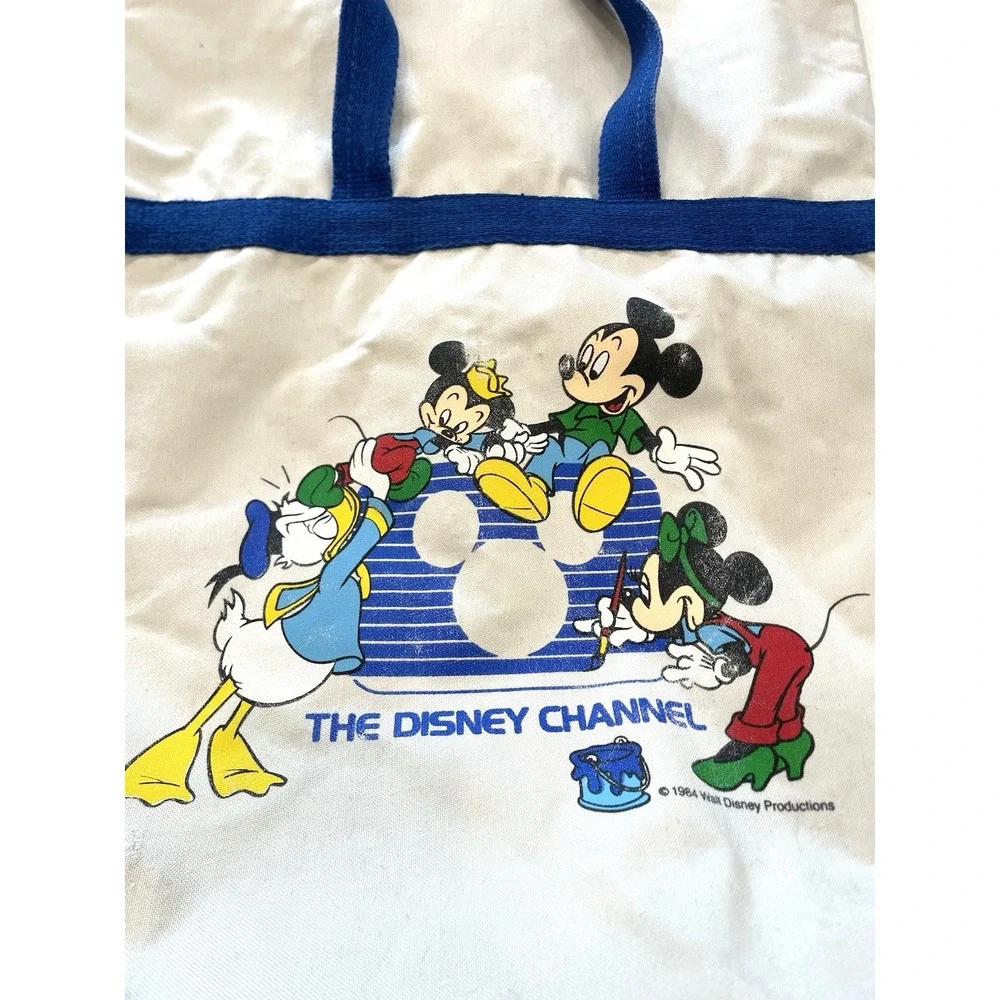 Vintage 1994 Disney Channel Bucket Draw String Beach Bag Mickey‎ Mouse Travel